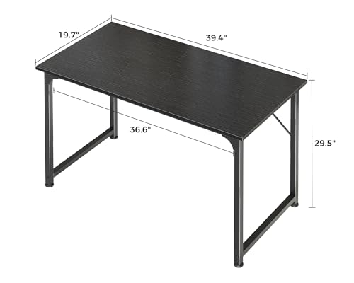 Huuger Modern Simple Office Desk, 40 Inch Gaming Desk with Storage, Black Metal Frame, Large Legroom - color: Black, size: 40inch