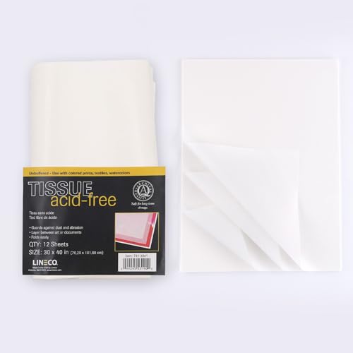 Lineco Acid-Free Unbuffered Interleaving Tissue Paper, 30"x40" (Pack of 12) - color: White, size: Pack of 12