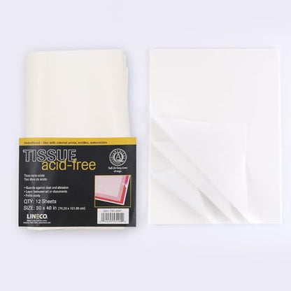 Lineco Acid-Free Unbuffered Interleaving Tissue Paper, 30"x40" (Pack of 12) - color: White, size: Pack of 12