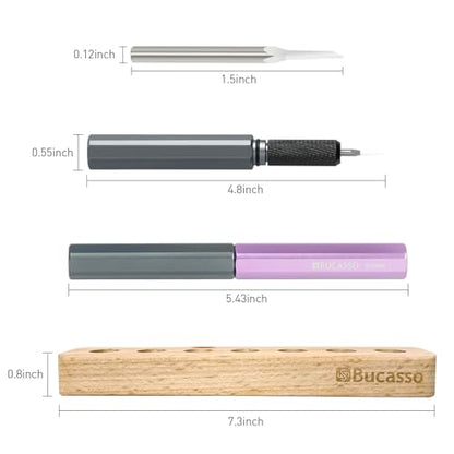 Model Scriber, 7-Piece Tungsten Steel Blade Scribing Tool Set 0.075/0.1/0.125/0.15/0.2/0.3/0.5mm, with Wooden Stand for Modeling Hobby, RG Scale Model, Gundam Model Kit, Plastic Models