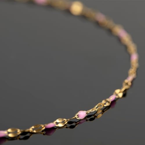 UMAOKANG Pink Enamel Chains for Jewelry Making Stainless Steel Chain Bulk - color: Gold-Pink