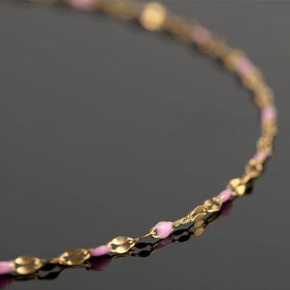 UMAOKANG Pink Enamel Chains for Jewelry Making Stainless Steel Chain Bulk - color: Gold-Pink