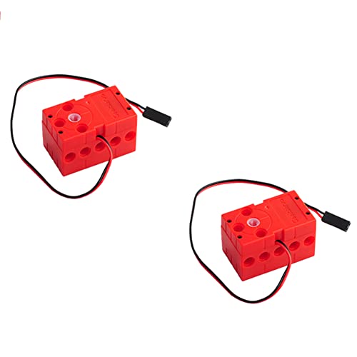 2kg 360 Degree Continuous Rotation Programmable Motor Geekservo Dual Output Shaft Compatible with Standard Building Blocks for Microbit Raspberry Pi（Pack of 2pcs） - style: Red Motor（2pcs）