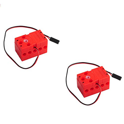 2kg 360 Degree Continuous Rotation Programmable Motor Geekservo Dual Output Shaft Compatible with Standard Building Blocks for Microbit Raspberry Pi（Pack of 2pcs） - style: Red Motor（2pcs）