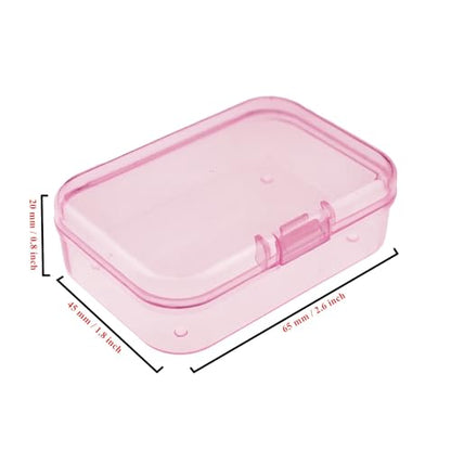 Goodma Mini Rectangular Plastic Storage Boxes, Pink, 2.6x1.8x0.8in - color: Pink, size: 65 x 45 x 20 mm