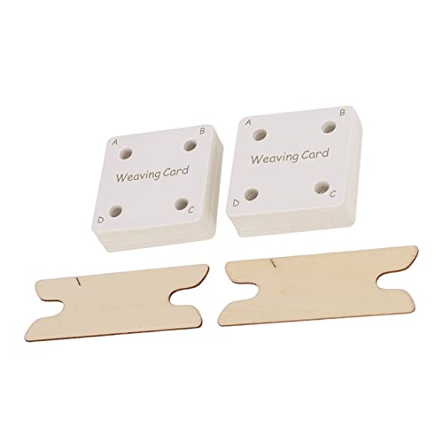 Weaving Cards, 30 Pieces Tablet Weaving Card Sturdy Flexible Paper Cards with 2 X Shuttles Replacement for Inkle Weaving Supplies, Weaving
