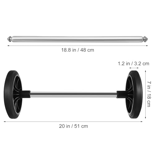 DOITOOL Trash Can Wheels Replacement Kit with 18.8" Hollow Shaft, 7" Rubber Garbage Bin Wheels and 1.2" Axle Set for Outdoor Recycling Cans, City Bin Mobile Cart Parts Pulley Trash Accessories