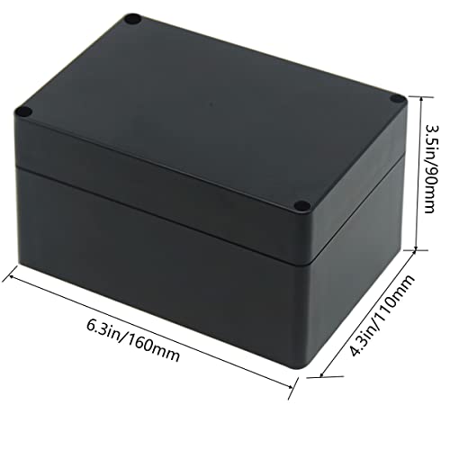 Junction Box, Zulkit Project Box IP65 Waterproof Outdoor Box ABS Plastic Electrical Boxes Electronic Enclosure Black 6.3 x 4.3 x 3.5 inch(160 x 110 x 90 mm)(Pack of 1) - size: 6.3" x 4.3" x 3.5"(Pack of 1)