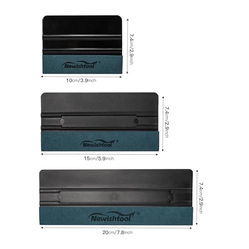 NEWISHTOOL 3 Pcs Vinyl Wrap Squeegee Different Size Felt Squeegee for Vinyl - color: 3 Pcs-black