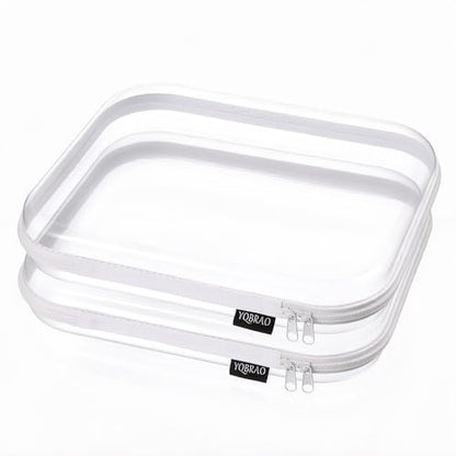 YQBRAO 2-Piece Large Clear Hard Shell Zipper Case Set, White - color: White, size: LL