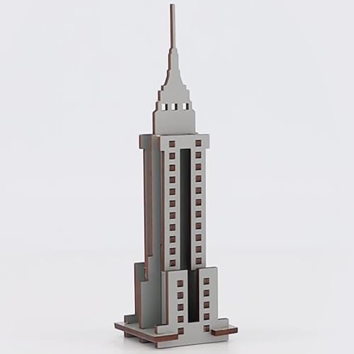 Little & Wood: Woodlet: Medium - Empire State Building - Grey, 3D Wooden Kit-Set, New York Landmark Puzzle, Pop Build Fun, Easy Assembly, Ages 6+ - style: Empire State Building