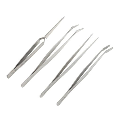 FEITA Professional Craft Tweezers Stainless Steel Precision Tweezer Set for Hobby, Electronics, Model Making, Jewelry Picking Tool - 4 Pieces - style: Normal
