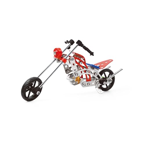 99 PCS Metal Motorcycle Model Building Kit - DIY Alloy Chopper Bike Assembly Set - STEM Engineering Construction Toy for Kids Ages 8-12 & Adults, 3D Mechanical Puzzle Collectible (Red & Silver)