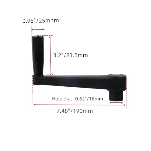 2Pcs 7.5" Length Foldable Crank Handle for Industrial Machine Tool - style: HD-16mm/1 Pcs
