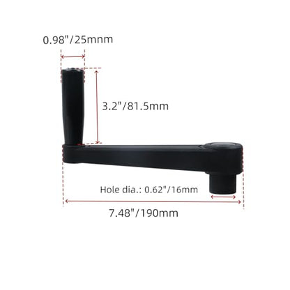 2Pcs 7.5" Length Foldable Crank Handle for Industrial Machine Tool - style: HD-16mm/1 Pcs