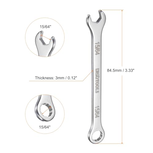 HARFINGTON 15/64" Thin Combination Wrench Stainless Steel Spanner - size: 15/64"