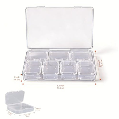 Bead Organizer Box 8-Piece Small Beads Storage Cases and Plastic Container with Hinged Lids Containers for Jewelry Making, Bracelet Crafts and DIY Projects - size: 7pcs