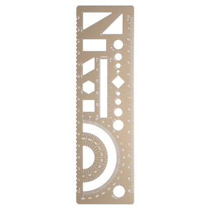 HARFINGTON Multifunctional Geometric Rulers 15cm Metric and SAE Aluminum Straight Edge Protractor Angle Math Measuring Ruler Geometric Drawings Templates for Drawing Drafting, Gold - color: Gold