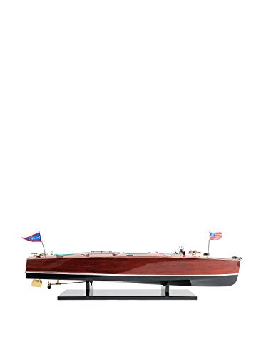 Old Modern Handicrafts Chris Craft Triple Cockpit Speed Boat Model - 100% Handcrafted from Mahogany - 32L x 9W x 8.5H Inches