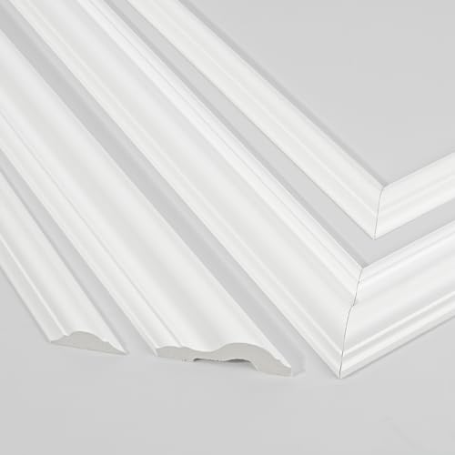 Art3d Premade Bilinear Frame Molding Set, Wainscoting Panels, 3 Whole Frame - color: Whole Bilinear Frame White