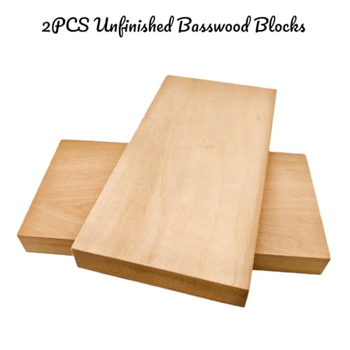 2PCS Unfinished Basswood Blocks for Crafts, Wood Craft Panels for Art, Engraving, Painting, DIY Projects, Chip Carving, Fretwork (7.87 x 3.93 x 0.78 in) - size: 7.87 x 3.93 x 0.78 in