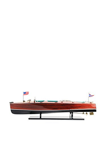 Old Modern Handicrafts Chris Craft Triple Cockpit Speed Boat Model - 100% Handcrafted from Mahogany - 32L x 9W x 8.5H Inches
