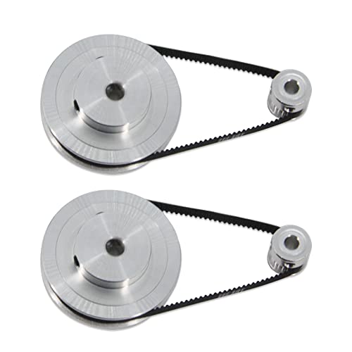 2PCS Set GT2 Synchronous Wheel 20&80 Teeth 6mm Bore Aluminum Timing Pulleys with 2PCS Length 250mm Width 6mm Belt (20-80T-6B-6) - style: 20-80T-6B-6