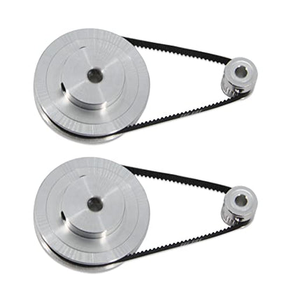 2PCS Set GT2 Synchronous Wheel 20&80 Teeth 6mm Bore Aluminum Timing Pulleys with 2PCS Length 250mm Width 6mm Belt (20-80T-6B-6) - style: 20-80T-6B-6