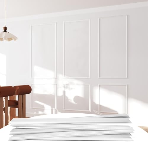 Peel and Stick Premade Wall Molding Kit, 3 Set Wainscoting - color: White-Modern A