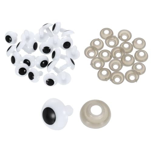 uxcell 50 Pcs Safety Eyes for Crocheting, 14mm Plastic Crochet Eyes Round Craft Eye with Washers for DIY Arts Crafts Stuffed Animals Bears Making, White - size: 14mm