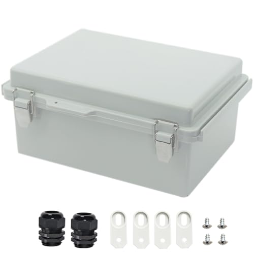 Zulkit Junction Box ABS Plastic Dustproof Waterproof IP67 Electrical Boxes Hinged Shell Outdoor Universal Project Enclosure Grey, Stainless Steel Buckles 10.2 x 6.3 x 3.9 Inch - size: 10.2"x6.3"x3.9" GC k