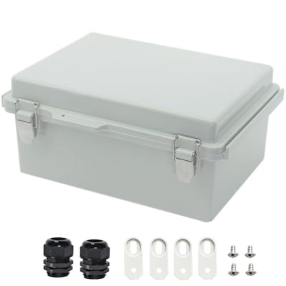 Zulkit Junction Box ABS Plastic Dustproof Waterproof IP67 Electrical Boxes Hinged Shell Outdoor Universal Project Enclosure Grey, Stainless Steel Buckles 10.2 x 6.3 x 3.9 Inch - size: 10.2"x6.3"x3.9" GC k