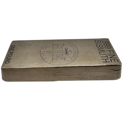 1 Pound 99.9% Pure Bismuth Hand Poured Metal Bullion Bar Ingot – Collectible Element for Display, Science Experiments, Crystal Growing or Paperweight - color: Silver