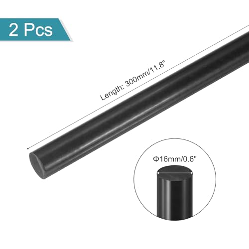 MECCANIXITY ABS Plastic Rod 16mm x 300mm Black Pack of 2 Pcs - color: Black, size: 16mm x 300mm