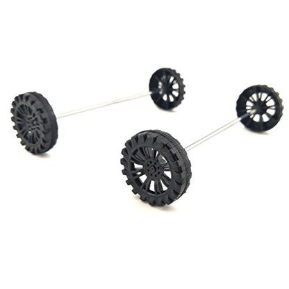 EUDAX 30mmx8mm Plastic Roll 2mm Dia Shaft Toys Wheel and 2mmx100mm STEM Shaft Round Rod Axles for DIY Toy RC Car Truck Boat Helicopter Model Part (Black, 100pcs) - color: Black, size: 100pcs