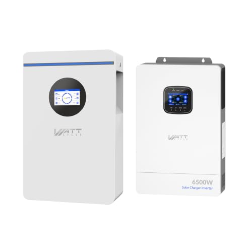 WattCycle 48V 100Ah Battery + 6500W Hybrid Inverter Energy Storage Kit - size: 48V 6k5W Inverter & 5.12kWh Battery