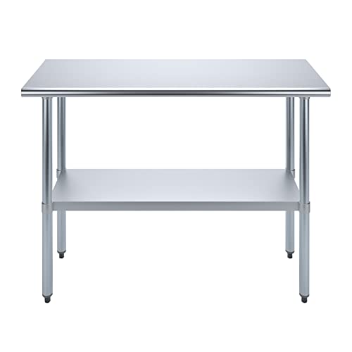 AmGood 18 in. x 48 in. Stainless Steel Work Table | Metal Kitchen Food Prep Table | NSF - size: 48 in. Long x 18 in. Deep without Wheels