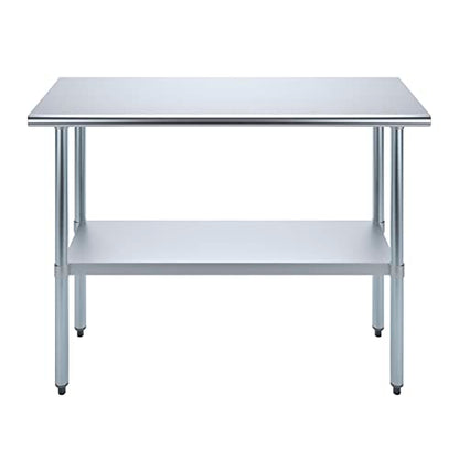 AmGood 18 in. x 48 in. Stainless Steel Work Table | Metal Kitchen Food Prep Table | NSF - size: 48 in. Long x 18 in. Deep without Wheels