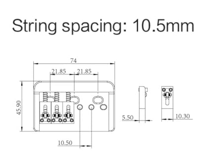 Guyker Adjustable Guitar Bridge, 10.5mm String Space Copper Fixed Saddles Bridge with Zinc Block Replacement Part for 6 String Electric Guitar (GG2006, Chrome) - color: Chrome
