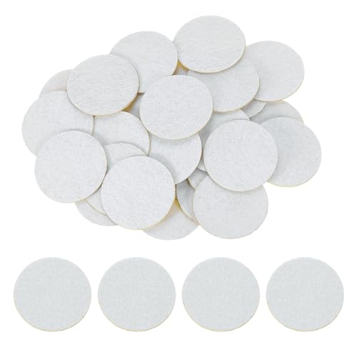 uxcell 80Pcs Round White Non-Woven Felt Circles, 35mm (1-3/8") Self-Adhesive Felt Pads for Sewing, Crafts, DIY Projects - color: White, size: 35mm