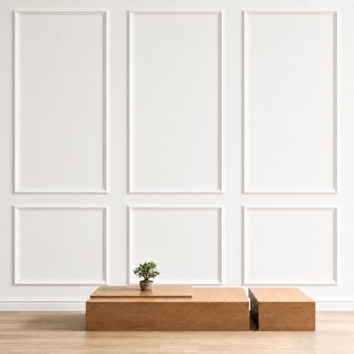 White Peel and Stick Wall Molding Kit Frame Premade Moulding Panels - size: 54"x24"