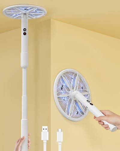 Rotating Head Electric Fly Swatter with 16–40" Telescopic Handle, 4000V
