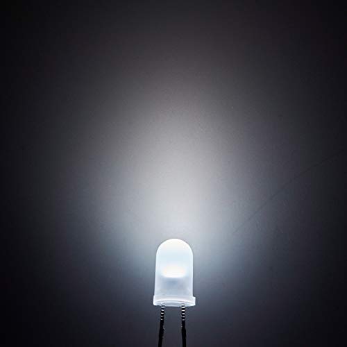 CHANZON 100 pcs 5mm White Diffused LED Diode Lights(DC 3V 20mA) - color: B) White-white (100pcs)
