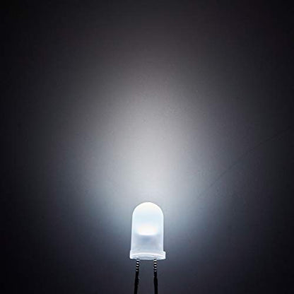 CHANZON 100 pcs 5mm White Diffused LED Diode Lights(DC 3V 20mA) - color: B) White-white (100pcs)