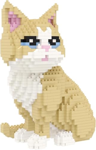 Larcele 924 Pcs Golden Shorthair Cat Pet Micro Blocks Gift Kids 8+ KLJM-05 - style: Golden Shorthair