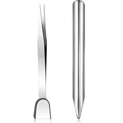 FdcLixuvol 2 Pcs Bead Scoop Set, Small Bead Shovel Stainless Steel Jewelry Tweezers with Scoop Portable Beading Tweezers Tool Scoops for Making Jewelry Bracelet Necklace Earring DIY Crafts Supplies - style: Compact