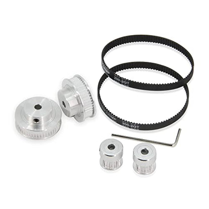 2PCS Set GT2 Synchronous Wheel 20&48 Teeth 5mm Bore Aluminum Timing Pulleys with 2PCS Length 200mm Width 6mm Belt (20-48T-5B-6) - style: 20-48T-5B-6