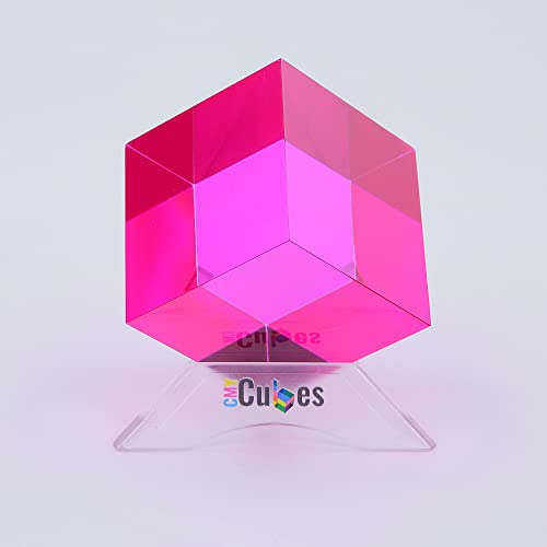 CMY Cubes The M Cube (50mm) - Magenta Hue Cube - Optical Color Cube - Diamond Polished - Teaches Subtractive Color Mixing - Educational, Scientific, Physics & Kinetic Art Desk Object