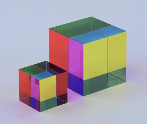 CMY Cubes Original Mega (95mm) - Cyan, Magenta & Yellow Cube - Optical Color Cube - Teaches Subtractive Color Mixing - Educational, Scientific, Physics & Kinetic Art Desk Object, STEAM