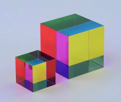CMY Cubes Original Mega (95mm) - Cyan, Magenta & Yellow Cube - Optical Color Cube - Teaches Subtractive Color Mixing - Educational, Scientific, Physics & Kinetic Art Desk Object, STEAM
